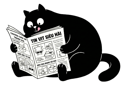 Mèo tri thức đọc báo Pawdeli