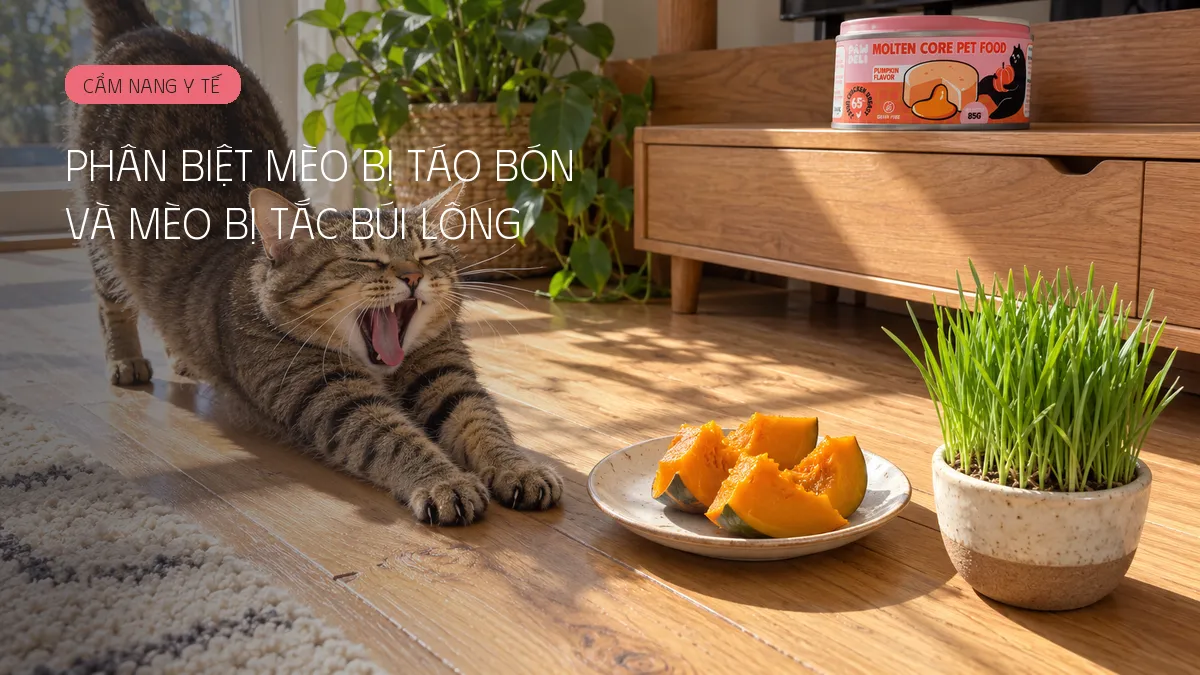 Phân biệt mèo bị táo bón và mèo bị tắc búi lông