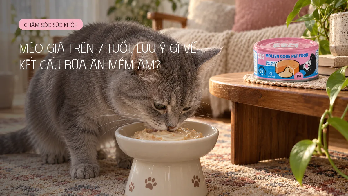 Mèo già trên 7 tuổi: lưu ý gì về kết cấu bữa ăn mềm ẩm?