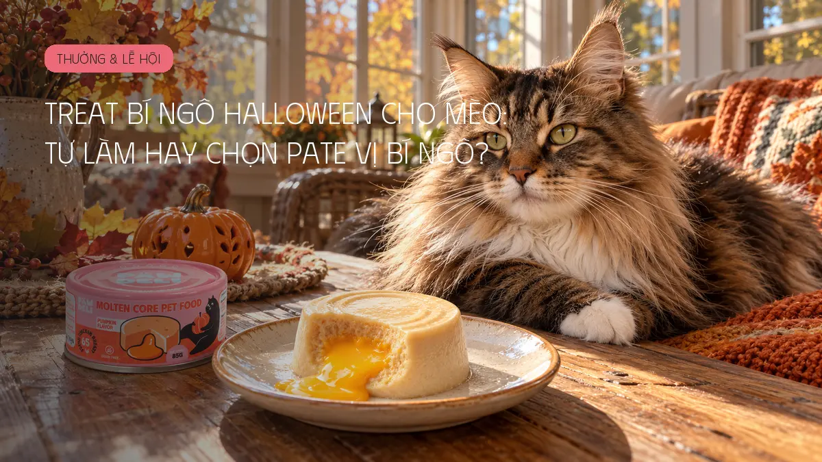 Treat bí ngô Halloween cho mèo: tự làm hay chọn pate vị bí ngô?